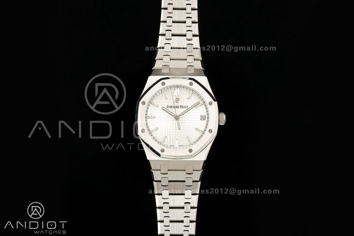 Royal Oak 41mm 15500 SS ZF Free Sprung V2 1:1 Best Edition Silver Textured Dial On SS Bracelet Super Clone A4302 